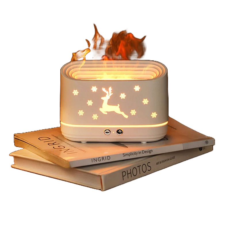 Diffuseur humidificateur à flamme, lampe d'ambiance domestique muette, noël