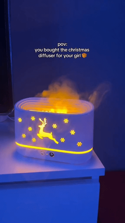 Diffuseur humidificateur à flamme, lampe d'ambiance domestique muette, noël