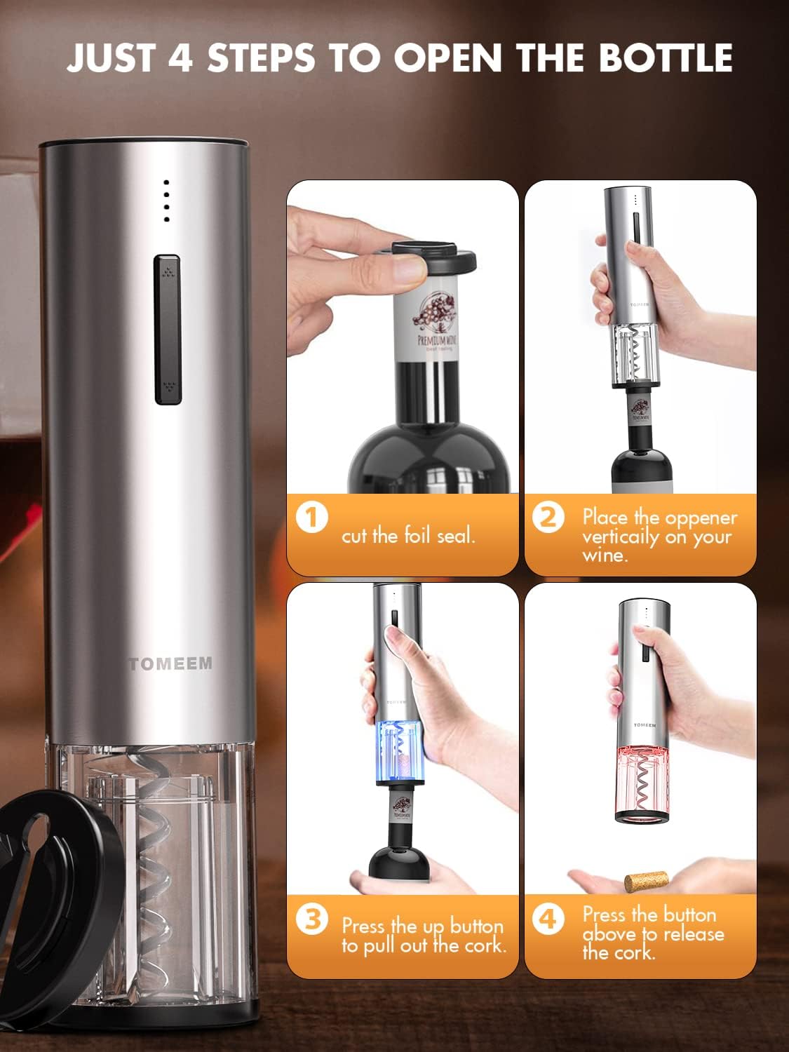 Electric Wine Opener Set, Wine Gift with Rechargeable Electric Wine Aerator, Vacuum Stoppers and Foil Cutter