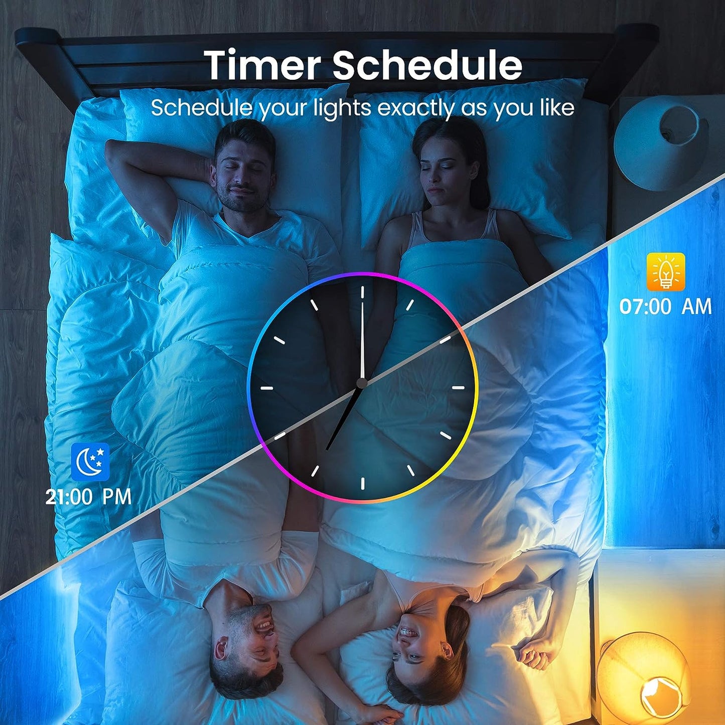 100Ft Smart Led Strip Lights for Bedroom, Work with Alexa,5050 RGB Color Changing Music Sync Led Lights Strip with App Remote,Multi-Color Wireless Led Lights for Bedroom (App+Remote+Voice)