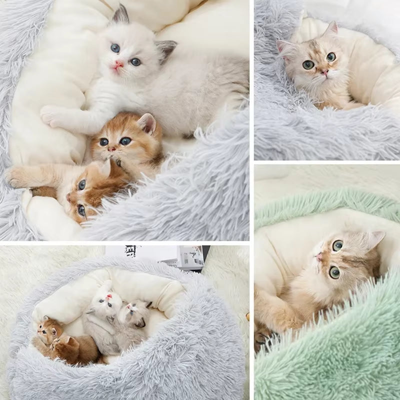 Winter Plush Pet Cat Bed round Cat Cushion