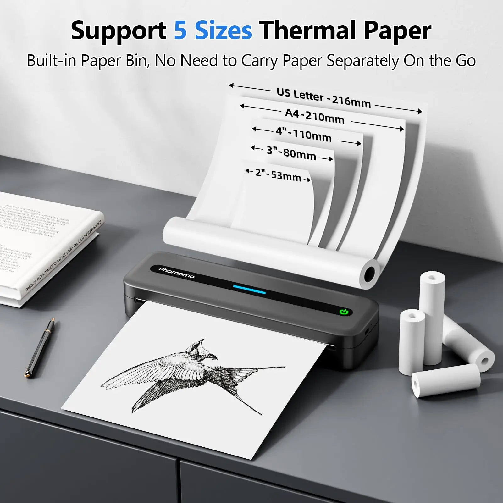 A4 Thermal Travel Printer (Wireless Bluetooth)
