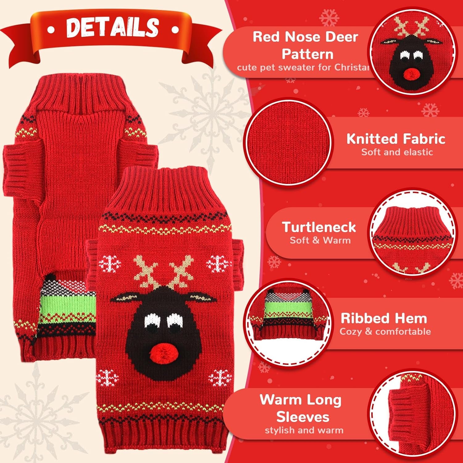 Ugly Christmas Dog Sweater Reindeer 